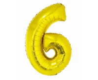 Foil balloon Smart, digit 6, gold, 76 cm